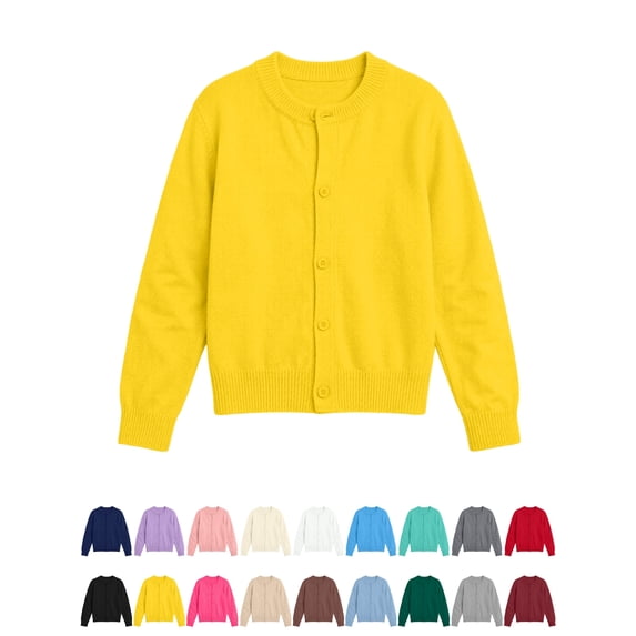 Nugftut Girls Cardigan Sweaters Button Down Crew Neck Knit Lightweight Soft Cardigans School Uniform Sweaters Size 10-11Years