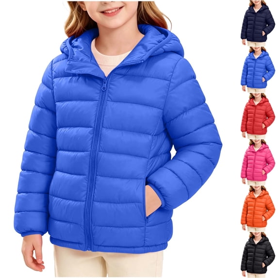 Nugftut Girls Jackets Windproof Puffer Warm Jackets with Hood Lightweight Soft Coat with Pockets Size 11-12 Years