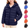 thumbnail image 1 of Nugftut Girls Jackets Windproof Puffer Warm Jackets with Hood Lightweight Soft Coat with Pockets Size 7-8, 1 of 7