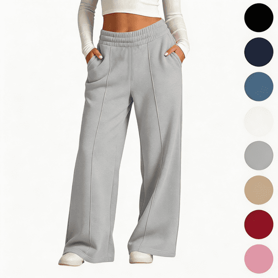 Nugftut Girls Sweatpants, Elastic Waist Casual Wide Leg Relaxed Athletic Pants Size 9-10