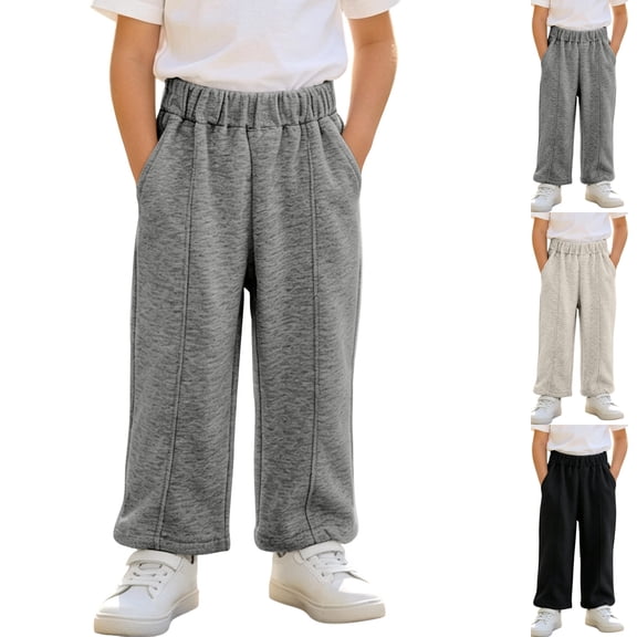 Nugftut Girls Sweatpants Toddler Elastic Waist Loose Fit Straight Leg Casual Pants with Pockets Sizes 12 Months