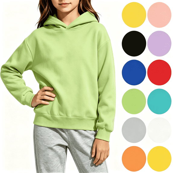 Nugftut Hoodies for Girls, Lightweight Long Sleeve Hooded Sweatshirts Cute Kids Sweatshirts Size 13-14