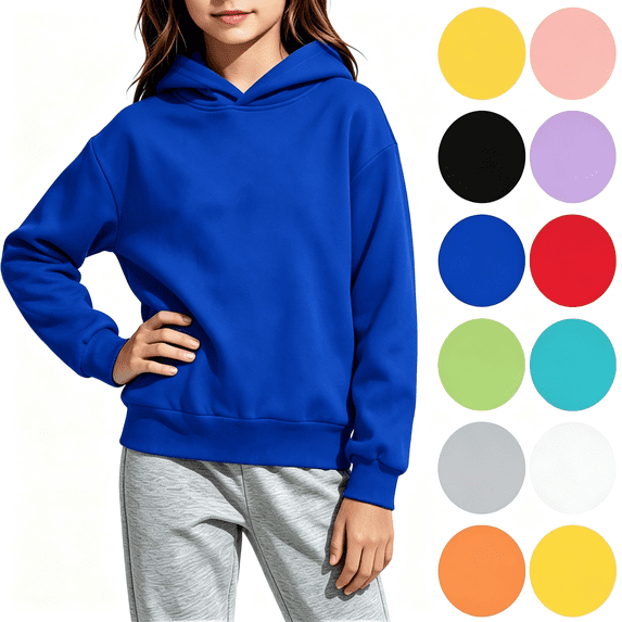Nugftut Hoodies for Girls, Lightweight Long Sleeve Hooded Sweatshirts Cute Kids Sweatshirts Size 13-14