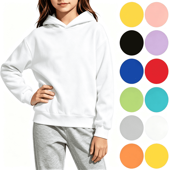 Nugftut Hoodies for Girls, Lightweight Long Sleeve Hooded Sweatshirts Cute Kids Sweatshirts Size 5-6