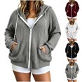 thumbnail image 1 of Nugftut Hoodies for Women Plus Size Full Zip-Up Jacket Oversized Lightweight Sweatshirts Baggy Workout Hoodies with Pockets, 1 of 8