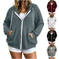 thumbnail image 1 of Nugftut Hoodies for Women Plus Size Full Zip-Up Jacket Oversized Lightweight Sweatshirts Baggy Workout Hoodies with Pockets, 1 of 8