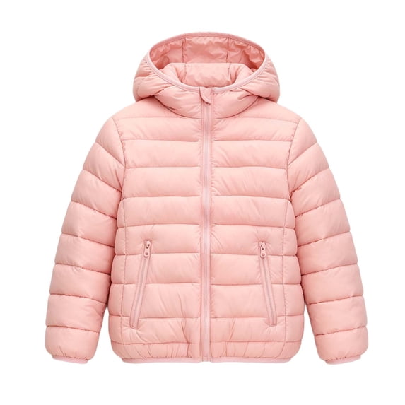 Nugftut Jackets for Kids Hooded Puffer Jacket Quilted Zip-Up Warm Windproof Outwear Jacket Size 13 Years