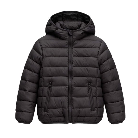 Nugftut Jackets for Kids Hooded Puffer Jacket Quilted Zip-Up Warm Windproof Outwear Jacket Size 13 Years