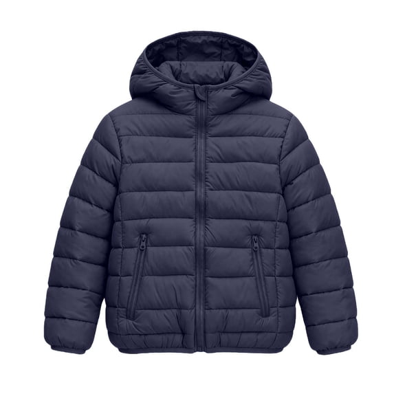 Nugftut Jackets for Kids Hooded Puffer Jacket Quilted Zip-Up Warm Windproof Outwear Jacket Size 7 Years