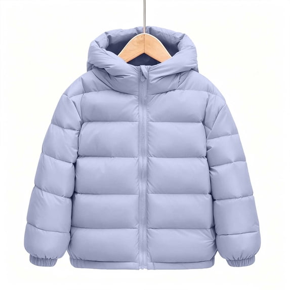 Nugftut Jackets for Kids Pocket Warm Puffer Jackets Quilted Zip-Up Winter Coat Size 3 Years