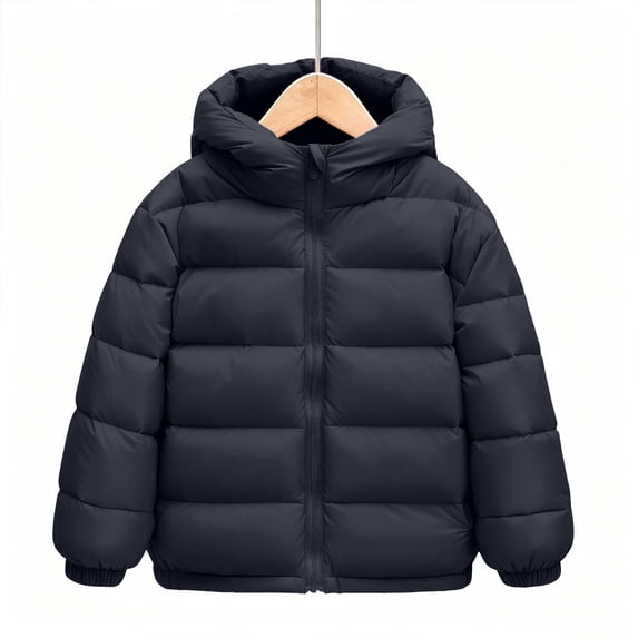 Nugftut Jackets for Kids Pocket Warm Puffer Jackets Quilted Zip-Up Winter Coat Size 5 Years