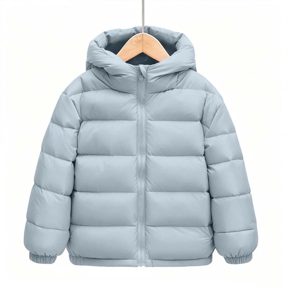 Nugftut Jackets for Kids Pocket Warm Puffer Jackets Quilted Zip-Up Winter Coat Size 9 Years