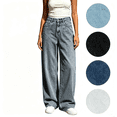 thumbnail image 1 of Nugftut Jeans for Women High Waist Draped Loose Wide Leg Jean Pants with Pockets Button Denim Pnats, 1 of 7