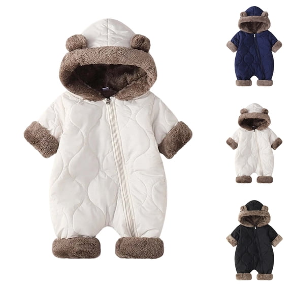 Nugftut Onesies for Kids Cute Bear Ears Warm Jumpsuit Fashion Unisex Jackets Size 12-18 Months