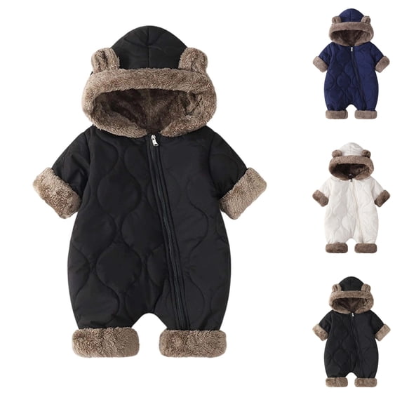 Nugftut Onesies for Kids Cute Bear Ears Warm Jumpsuit Fashion Unisex Jackets Size 6-12 Months