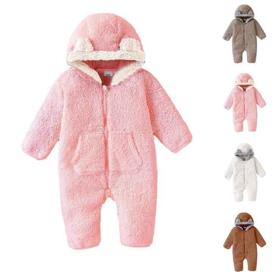 Nugftut Onesies for Kids Warm Fleece Thick Ear Hooded Jumpsuit Winter Coats Size 12-18 Months