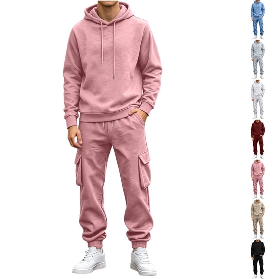 Nugftut Mens Outfits 2 Piece Hoodie and Cargo Pants Set Sweatsuit with Pockets Casual Outfits