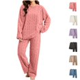 thumbnail image 1 of Nugftut Pajama Sets for Women Soft Comfy Fluffy Pajamas Fleece Pullover Ribbed Pjs Warm Plush Lounge Sleepwear 2 Piece, 1 of 9