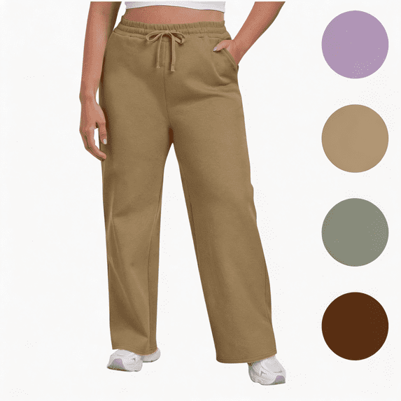 Nugftut Sweatpants for Women Plus Size Straight Leg Sweat Pants Elastic Waist Pants with Pockets
