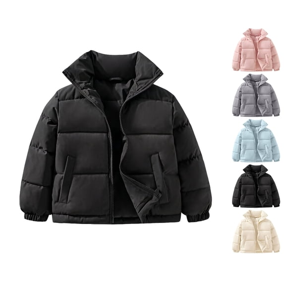 Nugftut Jackets for Girls Stand Collar Zip-Up Puffer Warm Coat Windproof Winter Coat Size 14-15 Years