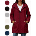 thumbnail image 1 of Nugftut Rain Jackets for Women Hooded Pockets Full ZipWaterproof Windbreaker Lightweight Rain Jackets,M, 1 of 8