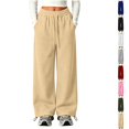 thumbnail image 1 of Nugftut Sweatpants for Girls Wide Leg Kids Baggy Casual Elastic Waist Track Sweat Pants with Pockets Y2k Streetwear Size 10-11, 1 of 6