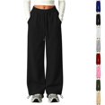thumbnail image 1 of Nugftut Sweatpants for Girls Wide Leg Kids Baggy Casual Elastic Waist Track Sweat Pants with Pockets Y2k Streetwear Size 6-7, 1 of 6