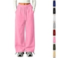 thumbnail image 1 of Nugftut Sweatpants for Girls Wide Leg Kids Baggy Casual Elastic Waist Track Sweat Pants with Pockets Y2k Streetwear Size 6-7, 1 of 6