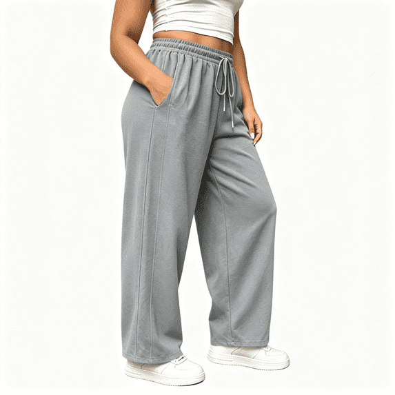 Nugftut Sweatpants for Women Plus Size, Baggy Lounge Sweatpants with Pockets, Casual Athletic Pants Elastic Waist Drawstring
