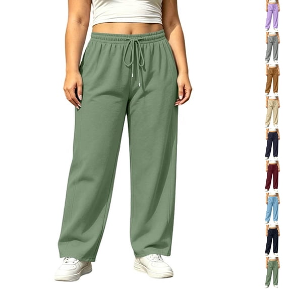 Nugftut Sweatpants for Women Plus Size, Baggy Lounge Sweatpants with Pockets, Casual Athletic Pants Elastic Waist Drawstring