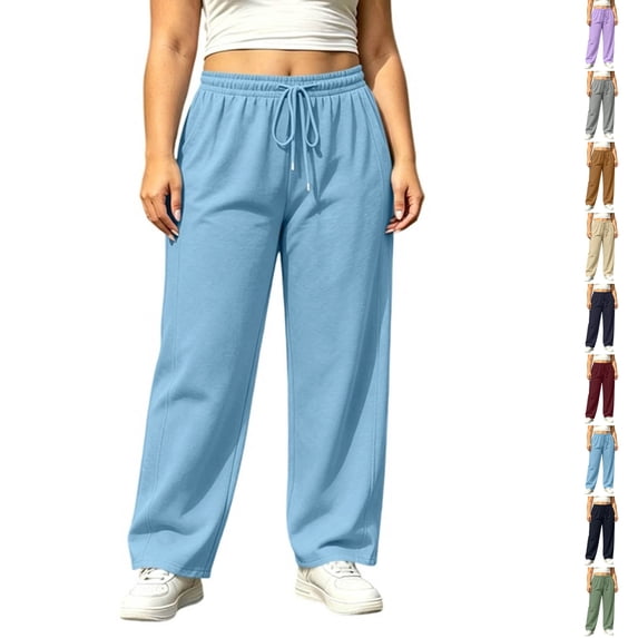 Nugftut Sweatpants for Women Plus Size, Baggy Lounge Sweatpants with Pockets, Casual Athletic Pants Elastic Waist Drawstring
