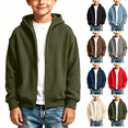 thumbnail image 1 of Nugftut Sweatshirts for Boys Corduroy Full-Zip Hooded Long Sleeve Sweatshirts Size 5-6 Army Green, 1 of 8