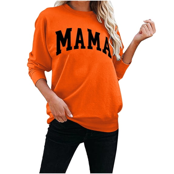 Nugftut Sweatshirts for Women Letter Printed Plain Sweatshirts Crew Neck Long Sleeve Casual Loose Pullover Top