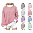 thumbnail image 1 of Nugftut Sweatshirts for Women Plus Size Striped Pullover Tops Oversized Round Neck Long Sleeve Turtleneck Sweatshirts, 1 of 7
