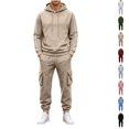 thumbnail image 1 of Nugftut Sweatsuits for Men 2 Piece Casual Outfits with Cargo Pockets Long Sleeve Hoodie Suit Set, 1 of 9