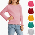 thumbnail image 1 of Nugftut Toddler Girls Thermal Tops Ruffled Crew Neck Base Layer Thermal Tops Warm Thermal Shirts Size 9-12 Months, 1 of 6