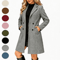 thumbnail image 1 of Nugftut Trench Coats for Women Mid-Length Double Breasted Classic Lapel Warm Fall Winter Coats with Pockets, 1 of 6