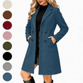 thumbnail image 1 of Nugftut Trench Coats for Women Mid-Length Double Breasted Classic Lapel Warm Fall Winter Coats with Pockets, 1 of 8