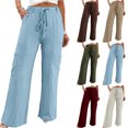 thumbnail image 1 of Nugftut Women's Drawstring Wide Leg Pants with Pockets Relaxed Lounge Trousers for Casual Travel, 1 of 6