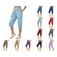 thumbnail image 1 of Nugftut Womens Capri Pants with Pockets，Relaxed Fit Straight Leg Cropped Trousers, Casual Summer Walking Capris, 1 of 6