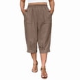 thumbnail image 1 of Nugftut Womens Capris Plus Size, Baggy Straigh Leg High Waist Casual Capri Pants with Pockets, 1 of 7