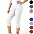 thumbnail image 1 of Nugftut Womens Capris Plus Size, Solid Color Yoga Pants Elastic Waist Capri Leggings, 1 of 8