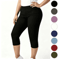 thumbnail image 1 of Nugftut Womens Capris Plus Size, Solid Color Yoga Pants Elastic Waist Capri Leggings, 1 of 8