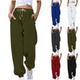thumbnail image 1 of Nugftut Womens Sweatpants with Pockets and Drawstring Waffle Knit Pants Loose Cuffed Sweatpants, 1 of 6