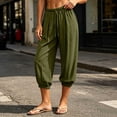 thumbnail image 1 of Nugftut Capri Pants for Women Solid Color Elastic Loose Capris Drawstring Summer Trave Capri Pants High Waisted Pants, 1 of 8