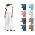 thumbnail image 1 of Nugftut Womens Pajama Set Short Sleeve Long Pants 2 Piece Summer Fall Lounge Soft Comfy Pjs Set Sleepwear, 1 of 5