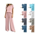 thumbnail image 1 of Nugftut Womens Pajama Set Short Sleeve Long Pants 2 Piece Summer Fall Lounge Soft Comfy Pjs Set Sleepwear, 1 of 5