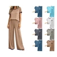 thumbnail image 1 of Nugftut Womens Pajama Set Short Sleeve Long Pants 2 Piece Summer Fall Lounge Soft Comfy Pjs Set Sleepwear, 1 of 6