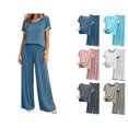 thumbnail image 1 of Nugftut Womens Pajama Set Short Sleeve Long Pants 2 Piece Summer Fall Lounge Soft Comfy Pjs Set Sleepwear, 1 of 5