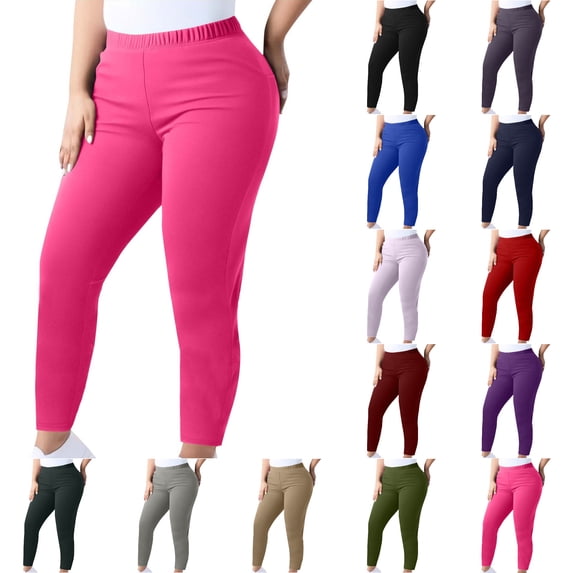 Nugftut Womens Plus Size Leggings Fitness Exercise Stretch Soft Pants High Waisted Lounge Gym Yoga Pants